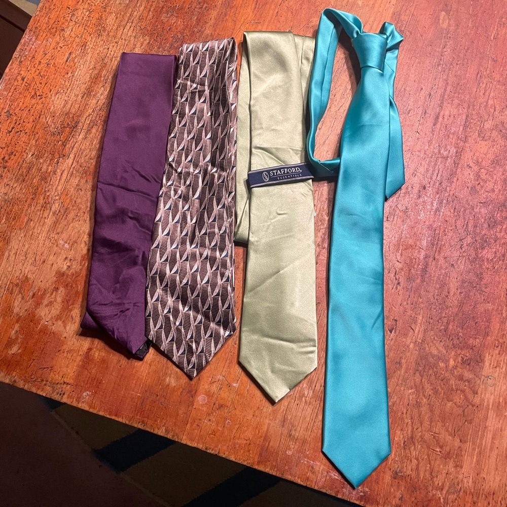 Stafford Men's Tie Collection - Purple, Brown, Teal, Green